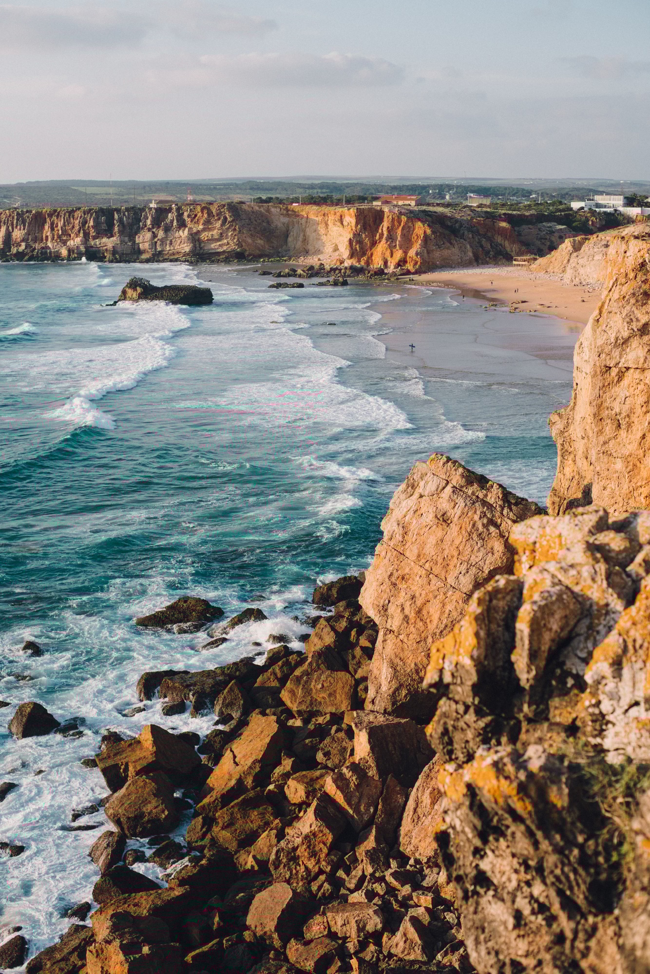 Beautiful Tonel beach with a lot of rock formations in Sagres, Portugal