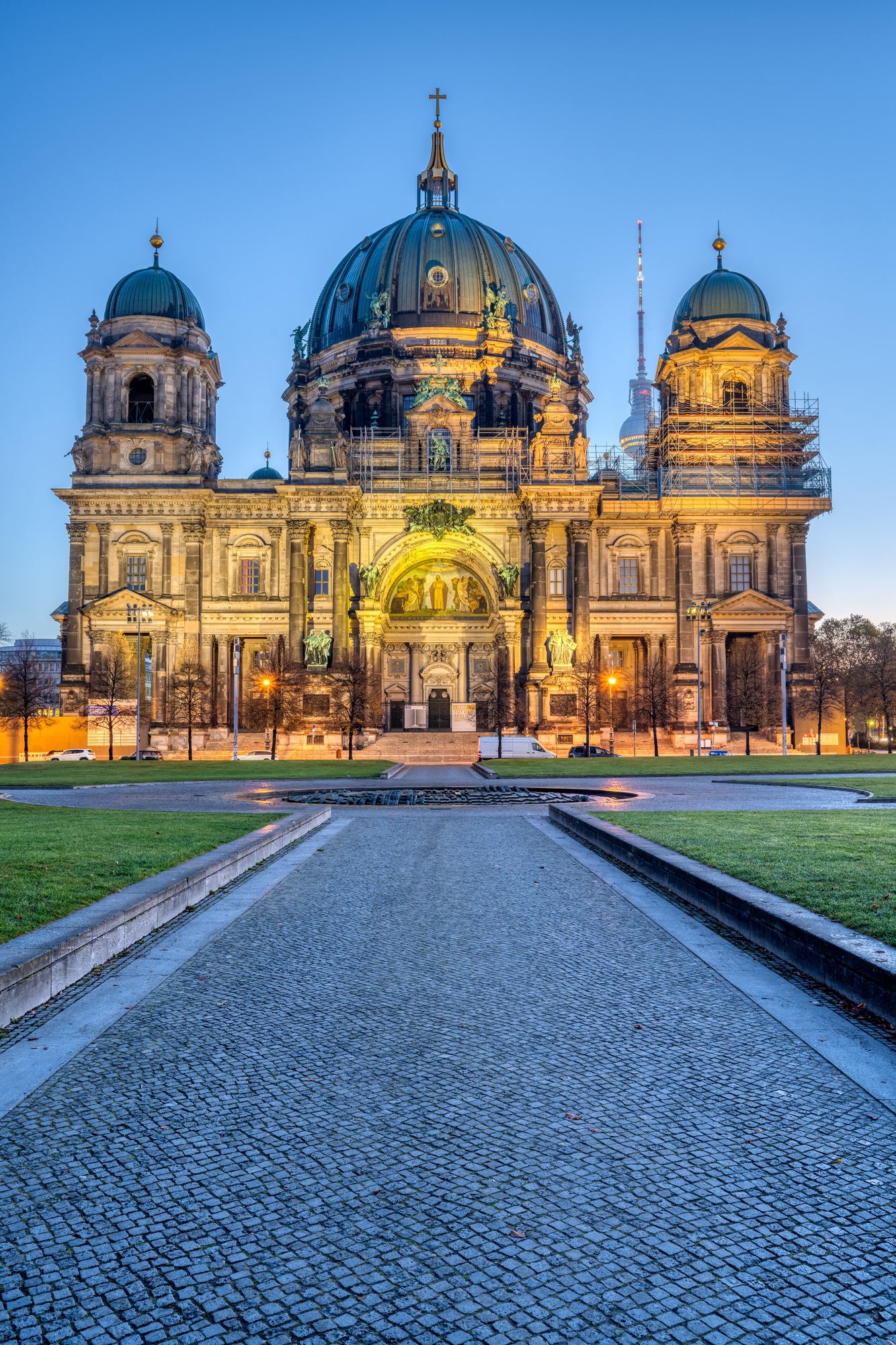 The illuminated Berliner Dom, Germany